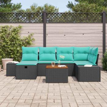 Gartensofa-set 7 stk. Schwarz Poly-Rattan