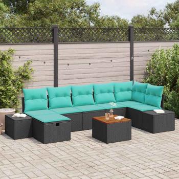 ARDEBO.de - Gartensofa-set 8 stk. Schwarz Poly-Rattan