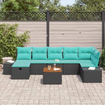 Gartensofa-set 8 stk. Schwarz Poly-Rattan