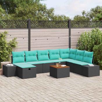 ARDEBO.de - Garten-Sofa-Set 9 stk. Schwarz Poly Rattan