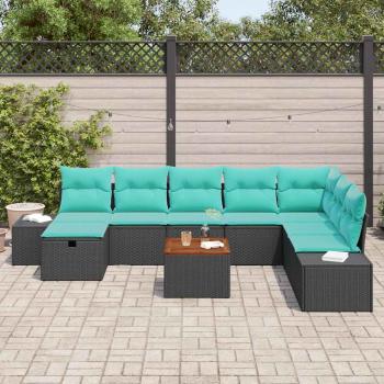 Garten-Sofa-Set 9 stk. Schwarz Poly Rattan