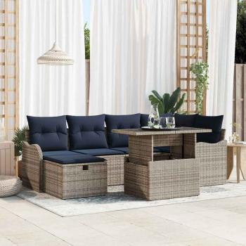 ARDEBO.de - Gartensofa-set 7 stk. Grau Poly-Rattan