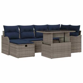 Gartensofa-set 7 stk. Grau Poly-Rattan