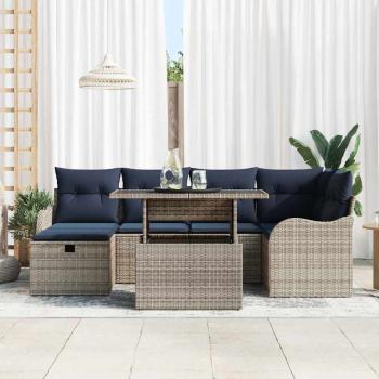 Gartensofa-set 7 stk. Grau Poly-Rattan