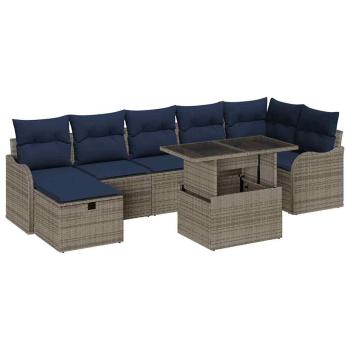Gartensofa-set 8 stk. Grau Poly-Rattan