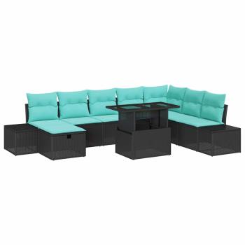 Gartensofa-set 9 stk. Poly-Rattan
