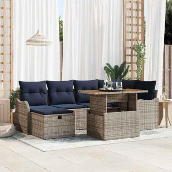 ARDEBO.de - Gartensofa-set 7 stk. Grau Poly-Rattan