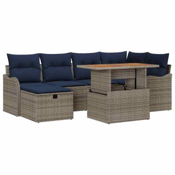 Gartensofa-set 7 stk. Grau Poly-Rattan