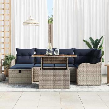 Gartensofa-set 7 stk. Grau Poly-Rattan