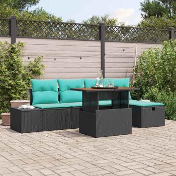 ARDEBO.de - Gartensofa-set 6 stk. Schwarz Poly-Rattan