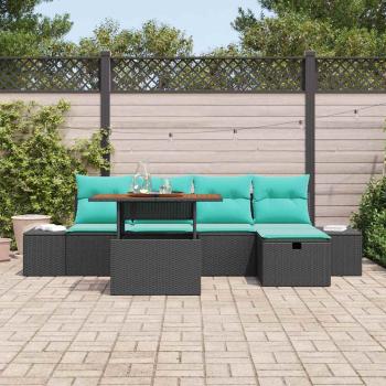Gartensofa-set 6 stk. Schwarz Poly-Rattan
