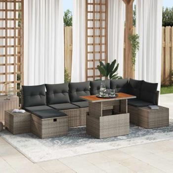 ARDEBO.de - Gartensofa-set 8 stk. Grau Poly-Rattan