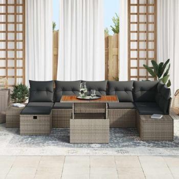Gartensofa-set 8 stk. Grau Poly-Rattan