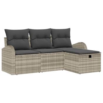 Gartensofa-set 4 stk. Hellgrau Poly-Rattan