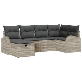 Gartensofa-set 6 stk. Hellgrau Poly-Rattan