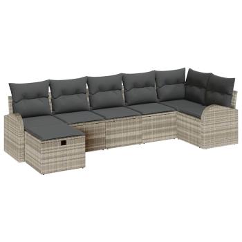 Gartensofa-set 7 stk. Hellgrau Poly-Rattan