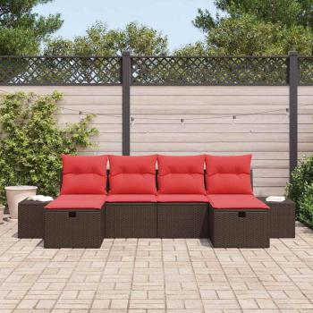 Gartensofa-set 6 stk. Braun Poly-Rattan