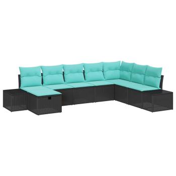 Gartensofa-set 8 stk. Schwarz Poly-Rattan