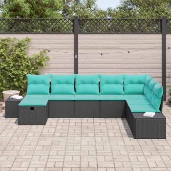 Gartensofa-set 8 stk. Schwarz Poly-Rattan