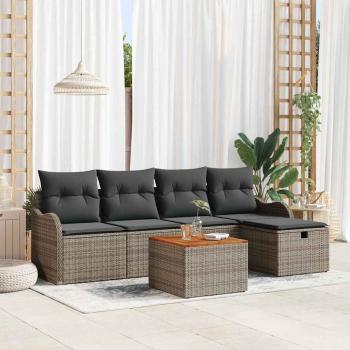 ARDEBO.de - Gartensofa-set 6 stk. Grau Poly Rattan