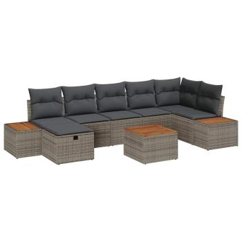 Gartensofa-set 8 stk. Grau Poly-Rattan