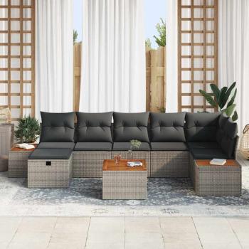 Gartensofa-set 8 stk. Grau Poly-Rattan