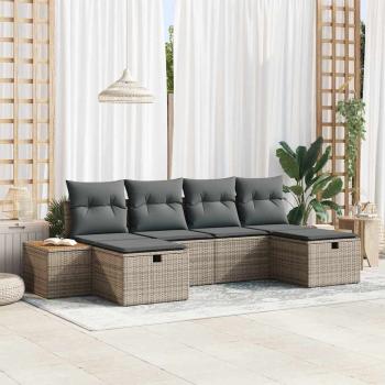 ARDEBO.de - Gartensofa-set 6 stk. Grau Poly-Rattan