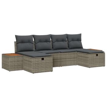 Gartensofa-set 6 stk. Grau Poly-Rattan