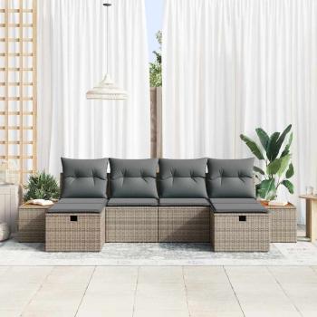 Gartensofa-set 6 stk. Grau Poly-Rattan