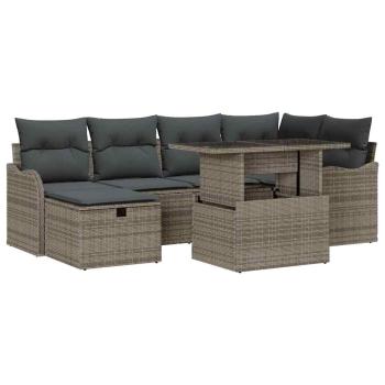 Gartensofa-set 7 stk. Grau Poly-Rattan