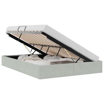 Aufbewahrungsbett mit Speicher Hellgrau 153 x 203 cm Samt