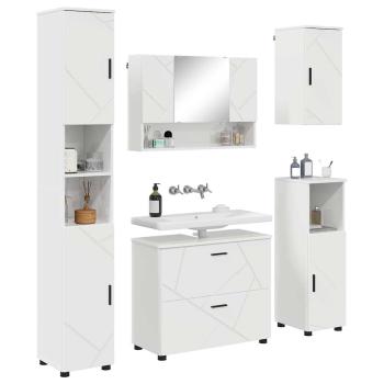 Badezimmermöbel-Set 5 stk. Hochglanz Weiß 35 x 30 x 192 cm