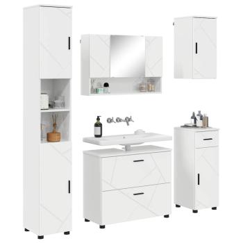 Badezimmermöbel-Set 5 stk. Hochglanz Weiß 35 x 30 x 192 cm
