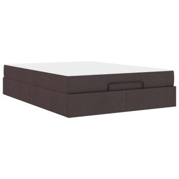 Bettgestell mit Matratze 2 Stk. Hellbraun Stoff