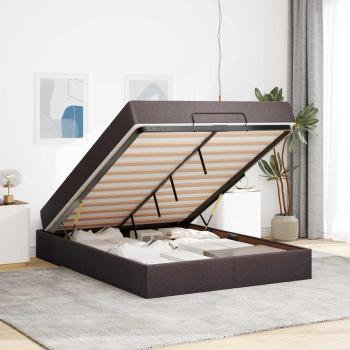 Bettgestell mit Matratze 2 Stk. Hellbraun Stoff