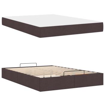 Bettgestell mit Matratze 2 Stk. Hellbraun Stoff