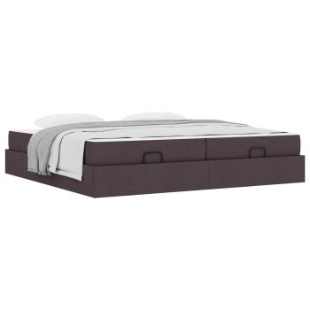 Bettgestell mit Matratze 2 Stk. Hellbraun Stoff