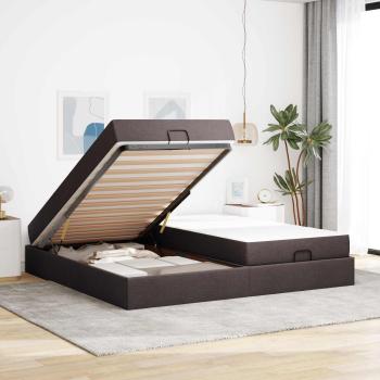 Bettgestell mit Matratze 2 Stk. Hellbraun Stoff