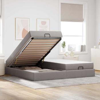 Bettgestell mit Matratze 2 Stk. Taupe Stoff