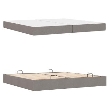 Bettgestell mit Matratze 2 Stk. Taupe Stoff