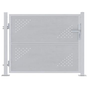Gartentor mit Schloss Silber 85 x 70 cm Edelstahl