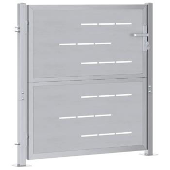 Gartentor mit Schloss Silber 85 x 97 cm Edelstahl