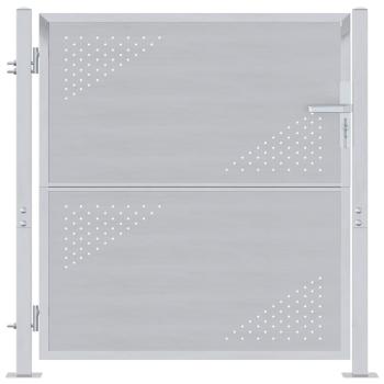 Gartentor mit Schloss Silber 85 x 97 cm Edelstahl
