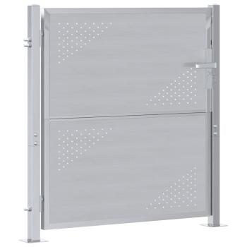 Gartentor mit Schloss Silber 85 x 97 cm Edelstahl