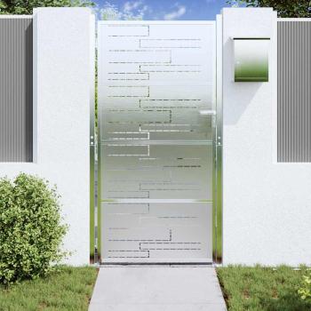 Gartentor 85 x 196 cm Edelstahl Silber Abschließbar