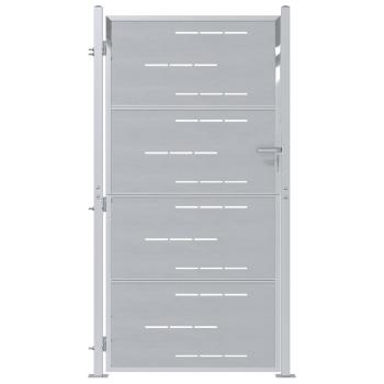 Gartentor mit Schloss Silber 85 x 196 cm Edelstahl
