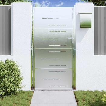 Gartentor mit Schloss Silber 85 x 196 cm Edelstahl