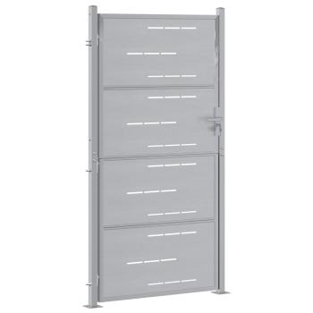 Gartentor mit Schloss Silber 85 x 196 cm Edelstahl