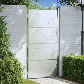 ARDEBO.de - Gartentor mit Schloss Silber 96 x 200 cm Edelstahl