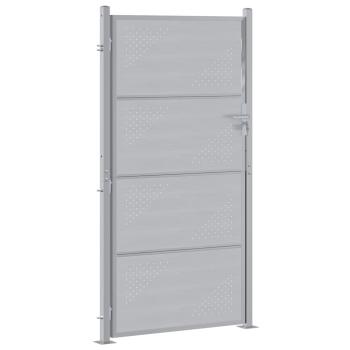 Gartentor mit Schloss Silber 96 x 200 cm Edelstahl